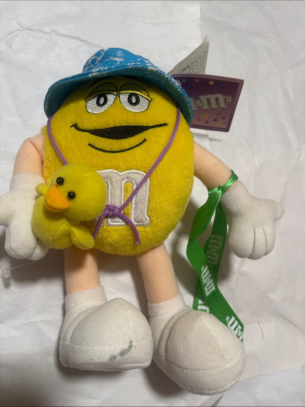 M&M'S Yellow Plush Character with Blue Hat and Tiny Duck